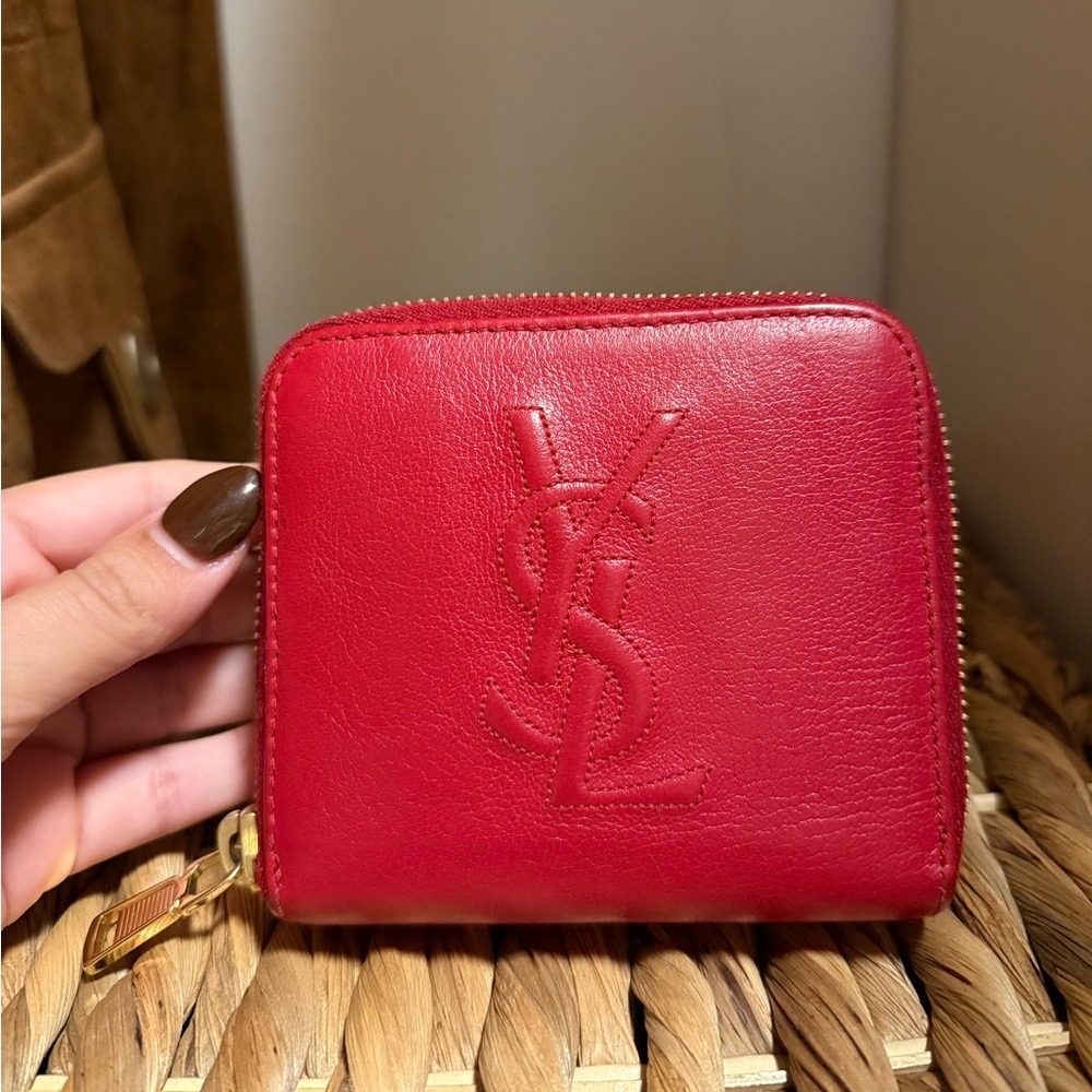 Red Leather YSL Wallet with change purse